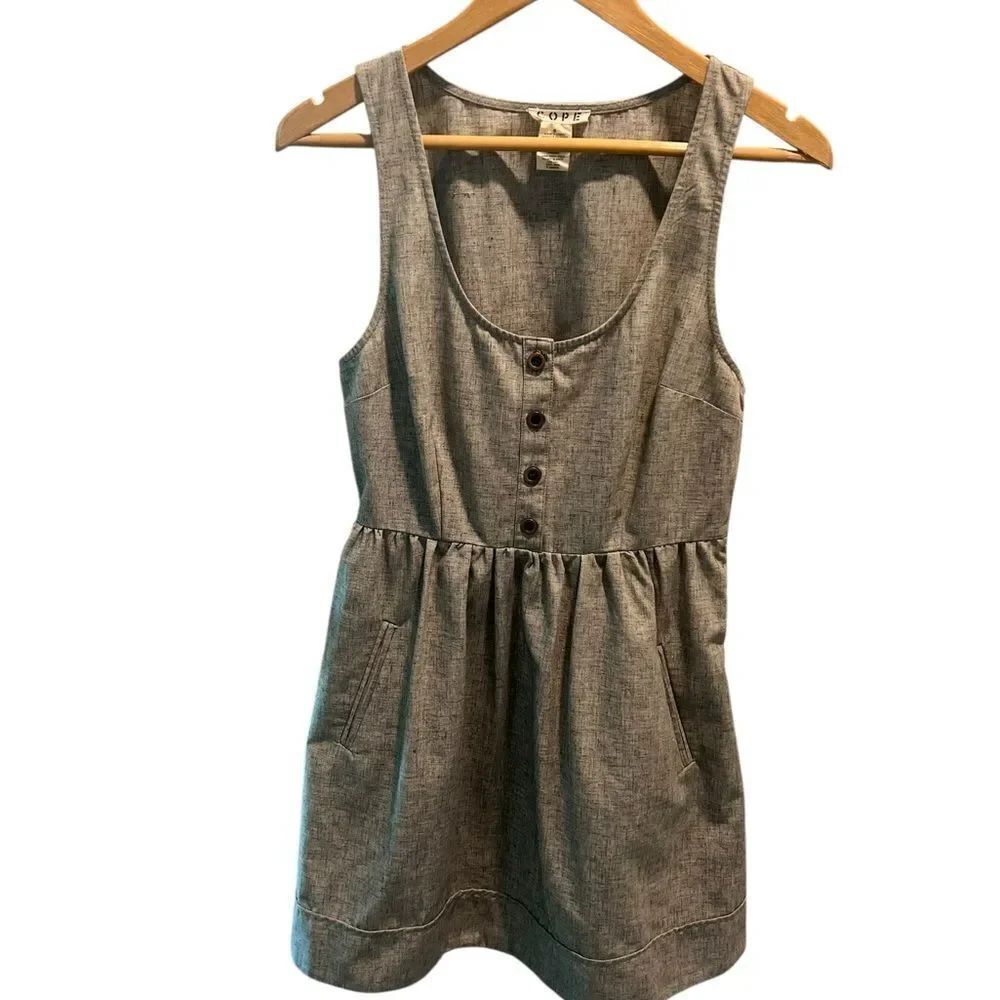 Cope by Urban Outfitters Gray Linen Blend Button Front Mini Dress Women’s Size 6